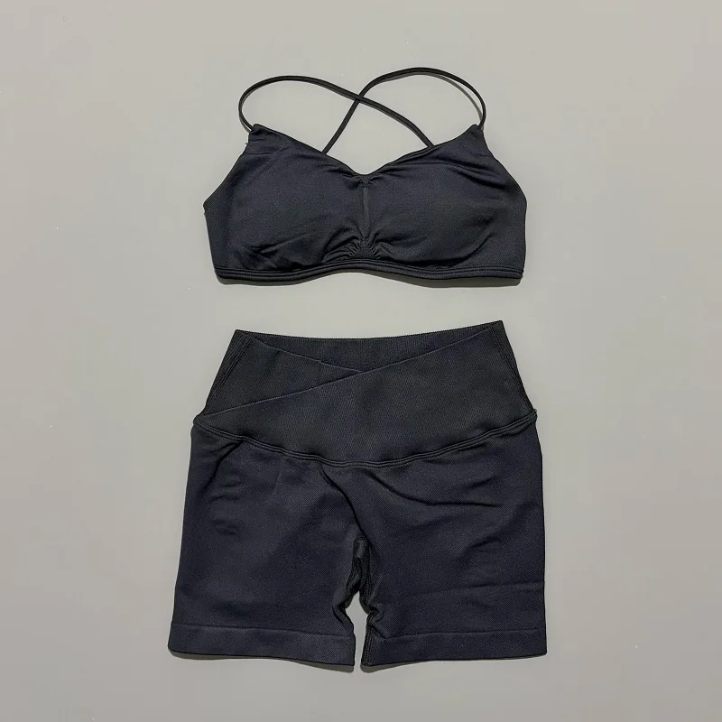 2피스 여성용 스포츠 세트 얇은 스트랩 버스트 게더 스 - Aquatic Sports Bra 리뷰 및 가격